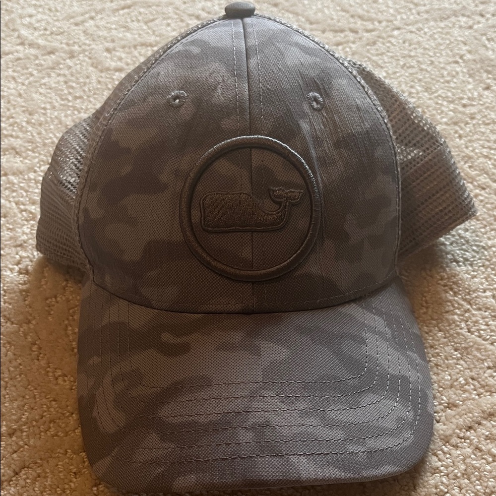 Vineyard Vines Charcoal Camo Whale Patch Mesh Cap